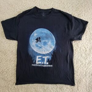 ET The Extra Terrestrial Moon Bicycle Graphic T-Shirt Black Mens Size Large
